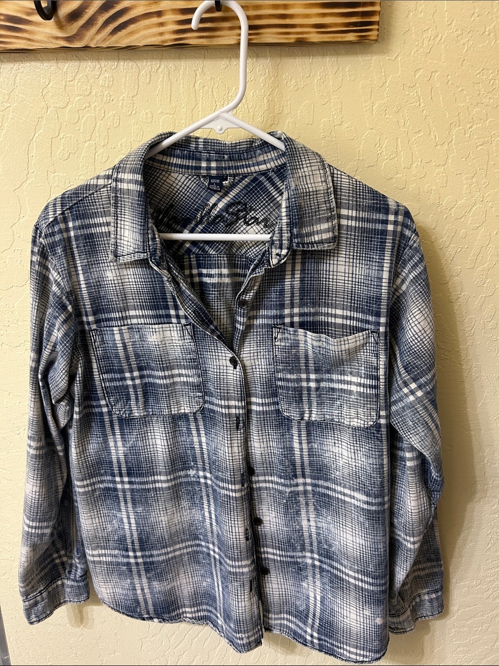 Vanilla Star Blue and White Plaid Button-Down Shirt